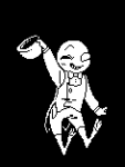  2016 clover clover_with_a_mouth clownmantis crossover felt fullres grayscale no_hat pastiche pixel solo starter_outfit undertale wonk 