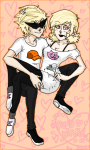  alcohol cocktail_glass dirk_strider heart merunyaa roxy_lalonde starter_outfit 