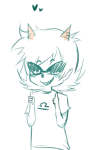  2012 chibi fullres heart highlight_color ikimaru monochrome sketch solo starter_outfit terezi_pyrope 