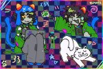 ! 2023 animals art_dump cat_hat clouds clubs computer emoticon fashion freckles fullres heart illustrating kittypeb lusus nepeta_leijon no_hat pounce_de_leon rainbow sgrub_logo sitting solo spade stars starter_outfit text