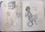 2014 art_dump barefoot bitum fashion fullres grayscale language:russian nepeta_leijon no_hat pencil sketch solo text word_balloon zodiac_symbol