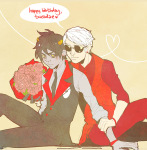  averyniceprince blush dave_strider flowers happy_birthday_message karkat_vantas red_knight_district red_plush_puppet_tux redrom shipping 
