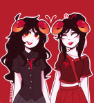  2019 aradia_megido crystalrina damara_megido dancestors dream_ghost fullres holding_hands megidos starter_outfit zodiac_symbol 