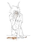 2025 blood fork fullres gamzee_makara grayscale highlight_color lineart monochrome sketch solo starter_outfit sweat tiniming66