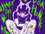  2014 :o) blood fullres gamzee_makara highlight_color honk jaggy_lines lunaticjin monochrome scars sober_gamzee solo starter_outfit text 