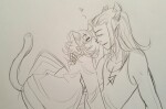  2016 blush equius_zahhak freckles fullres_export_attempted grayscale heart kiss kneeling meowrails monochrome nepeta_leijon no_glasses no_hat princesspeepo profile redrom sitting sketch starter_outfit 
