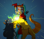  2019 aspect_symbol dragon_cane fullres godtier impalement jaggy_lines legislacerator_suit light_aspect no_glasses revolutionary_girl_utena ricottacheeze terezi_pyrope thief vriska_serket 
