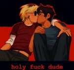 2024 blush body_hair casual dave_strider facial_hair fashion fullres hammertime john_egbert kiss redrom rotationcube shipping sitting text
