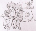  116fdnht 2021 blush chixie_roixmr food grayscale hiveswap ladyy lusus pencil sitting skylla_koriga starter_outfit vikare_ratite 