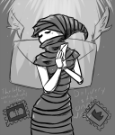  2011 blush crown fullres grayscale mail morbidthing peregrine_mendicant pm solo text 