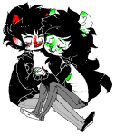  8-xenon-8 dogtier holding_hands jade_harley karkat_vantas kats_and_dogs limited_palette pixel redrom shipping 