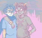 2012 arm_around_shoulder body_modification breath_aspect dancestors dream_ghost fullres godtier heir john_egbert meenah_peixes redrom sanjista shipping starter_outfit stormy_seas sweat text