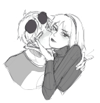  2022 body_modification casual dave_strider dersecest fullres grayscale incest kiss no_glasses red_baseball_tee redrom rose_lalonde shipping turbidturbidturbid 