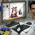  2025 animals art_program_in_frame computer crossover dirk_strider facial_hair fullres head_out_of_frame hella_jeff horses illustrating image_manipulation ponypaltrail solo sweet_bro sweet_bro_and_hella_jeff tengen_toppa_gurren_lagann 