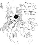  2025 equius_zahhak eyepatch fluorite_octet fullres grayscale language:korean lineart monochrome sketch starter_outfit sweat text tiniming66 vriska_serket 
