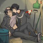  2014 blackrom cronus_ampora dancestors fashion fullres humanized kancro kankri_vantas q-dormir scars shipping sickle sitting smoking sweat 