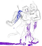  2025 action_claws blood carrying cat_hat equius_zahhak fullres grayscale highlight_color impalement meowrails muwwwsky nepeta_leijon palerom shipping sketch starter_outfit sweat 