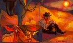  2025 animals cowboy_hat dirk_strider fashion fullres hat horses smoking solo sumeoba sun western 