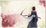  back_angle bloodswap feudal_japan invalidgriffin kanaya_maryam solo watercolor 