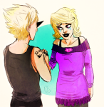  body_modification crying dirk_strider foxy_kittyknit_dress holding_hands miraliese roxy_lalonde strong_tanktop 