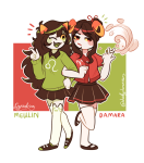  2019 arm_in_arm crystalrina damara_megido dancestors fullres meulin_leijon redrom shipping smoking starter_outfit text tokyo_meumeu wonk 