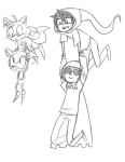  carrying crossover dave_strider godtier grayscale heir john_egbert knight sketch sonic_the_hedgehog stripedpants 