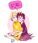  2012 body_modification book broken_source dancestors dream_ghost fullres godtier kneeling light_aspect meenah_peixes needlefish redrom reverse_hug rose_lalonde seer shipping sitting starter_outfit text thiefoflife word_balloon 