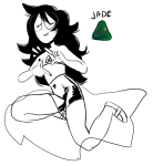 2016 crossover fashion fullres grayscale highlight_color jade_harley lineart solo steven_universe text yerlosing
