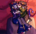  ! 2026 ? dancestors fullres gamzeeselfcest heart jaggy_lines kneeling licking meulin_leijon redrom ship_name_needed shipping sitting starter_outfit vriska_serket 