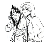  arm_in_arm casual dave_strider fashion grayscale headphones jade_harley lineart redrom shipping sketch spacetime t1mco 