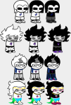  2017 equius_zahhak eridan_ampora feferi_peixes fullres gamzee_makara glassesswap grayscale highlight_color humanized image_manipulation jaggy_lines saeronovace sprite_mode starter_outfit 