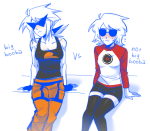  2026 alternate_hair blackoutbruh blush bro dave_strider fullres red_baseball_tee rule63 sitting strong_tanktop sweat text 