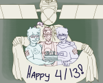  413 2024 17776 animals breath_aspect cake carrying crossover fire food fullres heir humanized jane_crocker john_egbert neil_banging_out_the_tunes postal reverse_hug starter_outfit text troublemakergalaxy 
