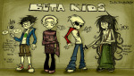  2026 beta_kids dave_strider duddubstep fashion freckles fullres jade_harley john_egbert katana kid_symbol language:russian red_baseball_tee rose_lalonde starter_outfit text weapon 