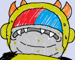  2015 dancestors fullres headshot jaggy_lines low_angle mituna_captor sailorbeefcake scribble_mode solo starter_outfit sweat 