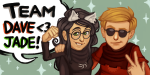  arm_around_shoulder bespectacledvillager dave_strider dogtier godtier hswc_2014 jade_harley knight redrom shipping spacetime witch word_balloon 