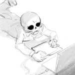2016 calliope computer dream_ghost fullres grayscale illustrating on_stomach paperseverywhere sketch solo starter_outfit