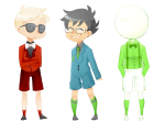 dave_strider doc_scratch john_egbert nolleny red_plush_puppet_tux wise_guy_slime_suit 