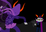 2012 animated asymmetricjester bard black_rifle blood codtier eridan_ampora fullres gamzee_makara godtier image_manipulation jaggy_lines rage_aspect starter_outfit