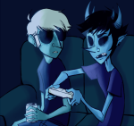  applebees blind_sollux blush couch dave_strider gaming hamletnoir limited_palette redrom shipping sollux_captor 