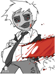 2023 blood chainsaw crossover dave_strider dirk_strider fullres grayscale halloweenstuck highlight_color jaggy_lines littlestpetgoth mask monochrome no_glasses the_texas_chainsaw_massacre