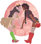  alternate_hair averagefoxs casual fashion feferi_peixes flowers freckles holding_hands horrorcuties jade_harley no_glasses no_hat profile redrom shipping transparent 