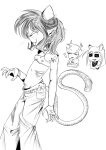  2025 alternate_hair arms_crossed body_modification claw_gloves equius_zahhak freckles fullres grayscale grubscars hhh24338489 kanaya_maryam nepeta_leijon no_hat no_shirt starter_outfit zodiac_symbol 