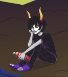 2018 alternia beverage faygo fullres gamzee_makara image_manipulation jaggy_lines ocean schultz_nm sitting solo starter_outfit