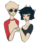  coolkids dave_strider gladism holding_hands no_glasses red_baseball_tee redrom shipping terezi_pyrope 