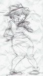  fedora glassass grayscale jane_crocker sketch solo starter_outfit 