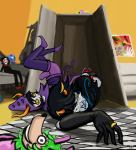  2015 aranea_serket bard codtier crossover dancestors fullres gamzee_makara godtier manthro_chap mindfang_dress panel_redraw rage_aspect ring_of_life saw scars sober_gamzee squiddles supersopka 