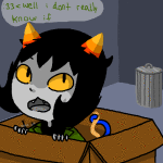  2011 alternia animated babinani catfish emoticon eridan_ampora fullres jaggy_lines lying nepeta_leijon no_hat on_stomach sitting starter_outfit word_balloon 