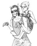  blush carrying dirk_strider equius_zahhak grayscale pony_pals strong_tanktop trainedbrofessional 