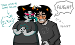  2025 adorabloodthirsty blush chubstuck dorkschreiter fullres jaggy_lines karkat_vantas licking shipping starter_outfit terezi_pyrope text word_balloon 